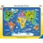 Puzzle tip rama harta lumii cu animale 30 piese